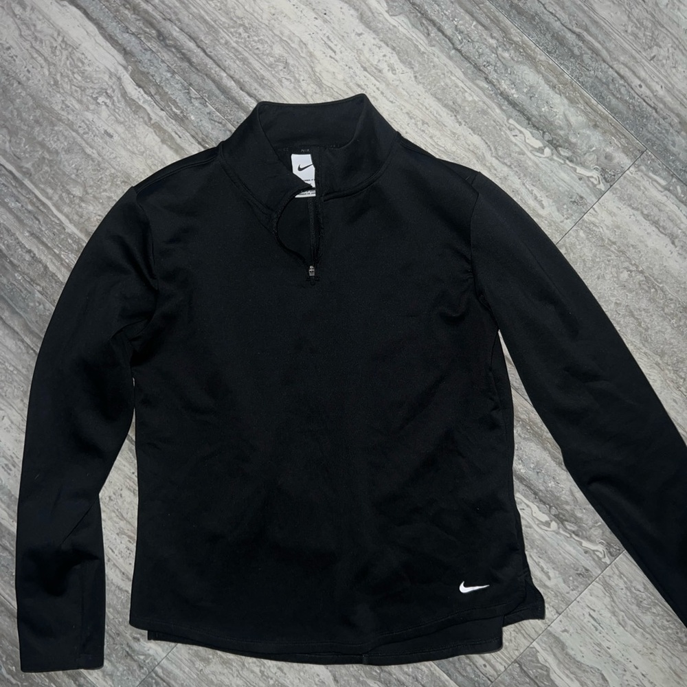 Nike Black Therma-Fit Half-Zip Jacket with White Swoosh